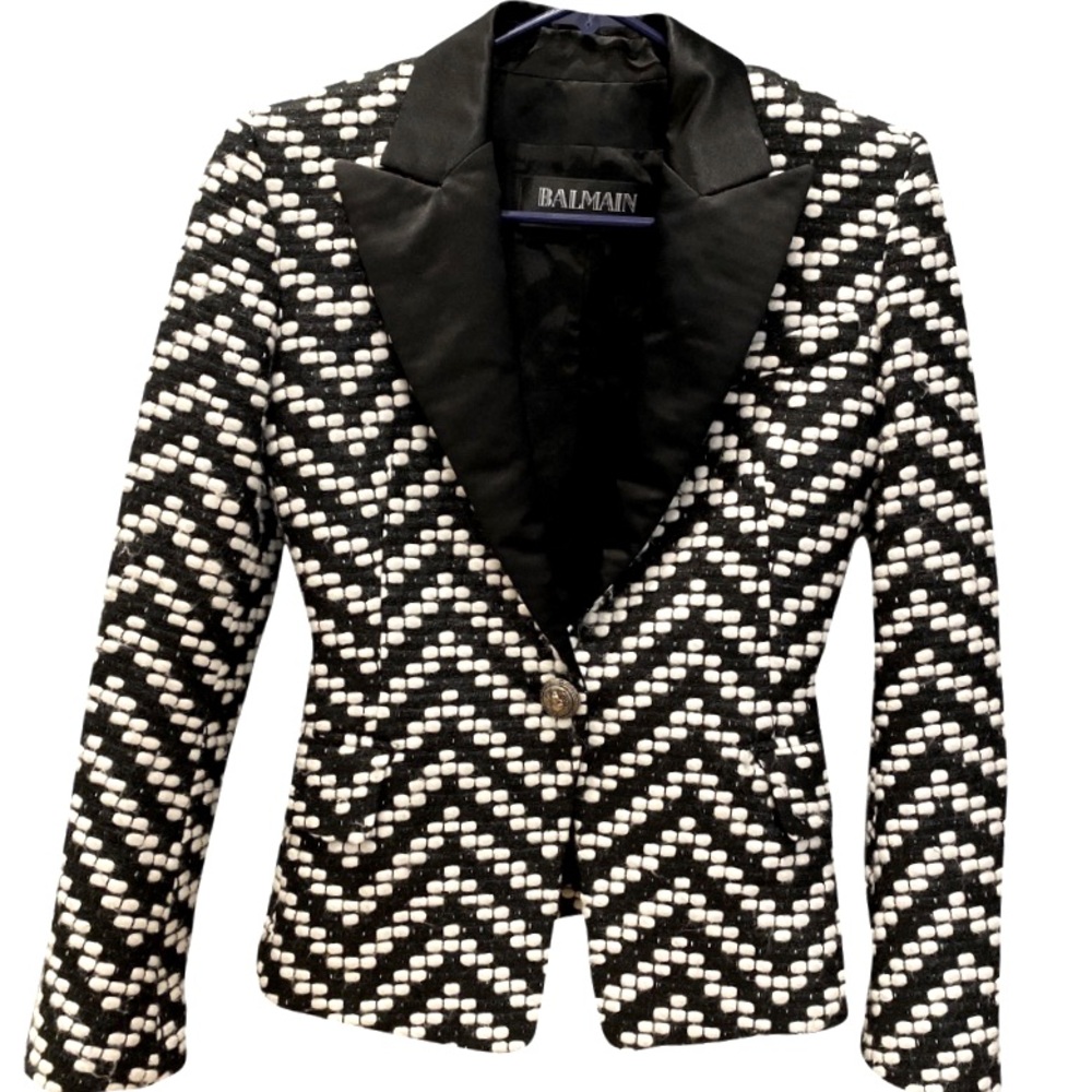 BALMAIN Blazer Tweed Chevron wool - Picture 15 of 15